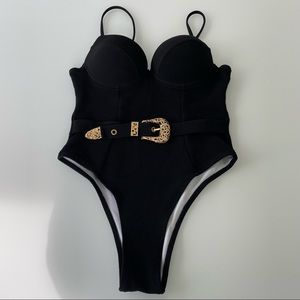 Golden Buckle One Piece Swimsuit